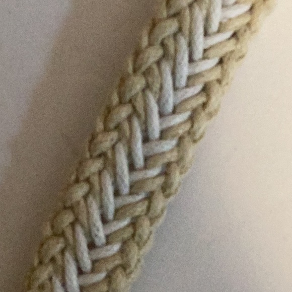 Brown Faux Leather Belt with Light  Tan and White Weave 44” Long Size L/XL - Picture 4 of 4